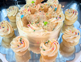 Cake with mini cupcakes